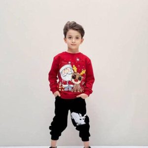 بلوز شلوار بچگانه طرح بابانوئل