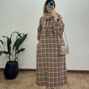 کفتان زنانه بیرون پوش چهارخانه پشمی