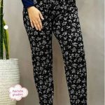شلوار راحتی نخی زنانه طرح دار