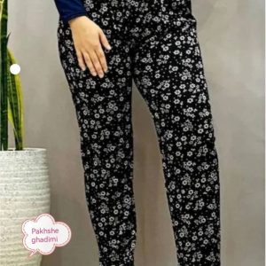 شلوار راحتی نخی زنانه طرح دار