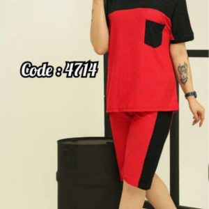ست قواره دار تک جیب تیشرت و شلوارک زنانه