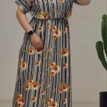پیراهن ساحلی کمرکش زنانه