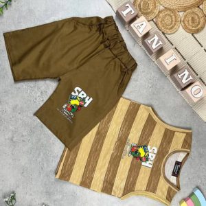 تاپ و شلوارک پسرانه پارچه پنبه با شلوارک کتان کیفیت عالی