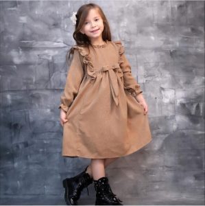 پیراهن سارافن مخمل کبریتی پنبه100